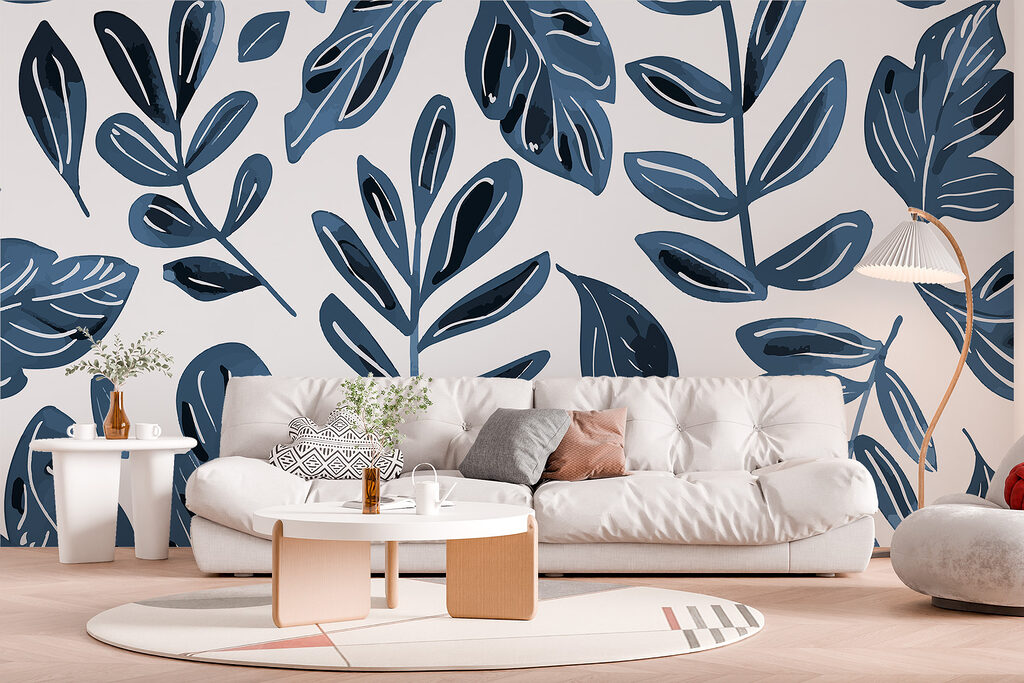 Pattern of blue leaves