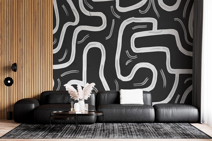 Papier peint Labyrinthe noir et blanc – Image 2