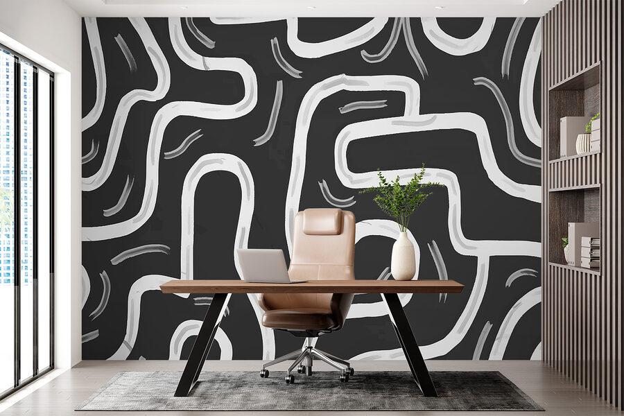Papier peint Labyrinthe noir et blanc – Image 3