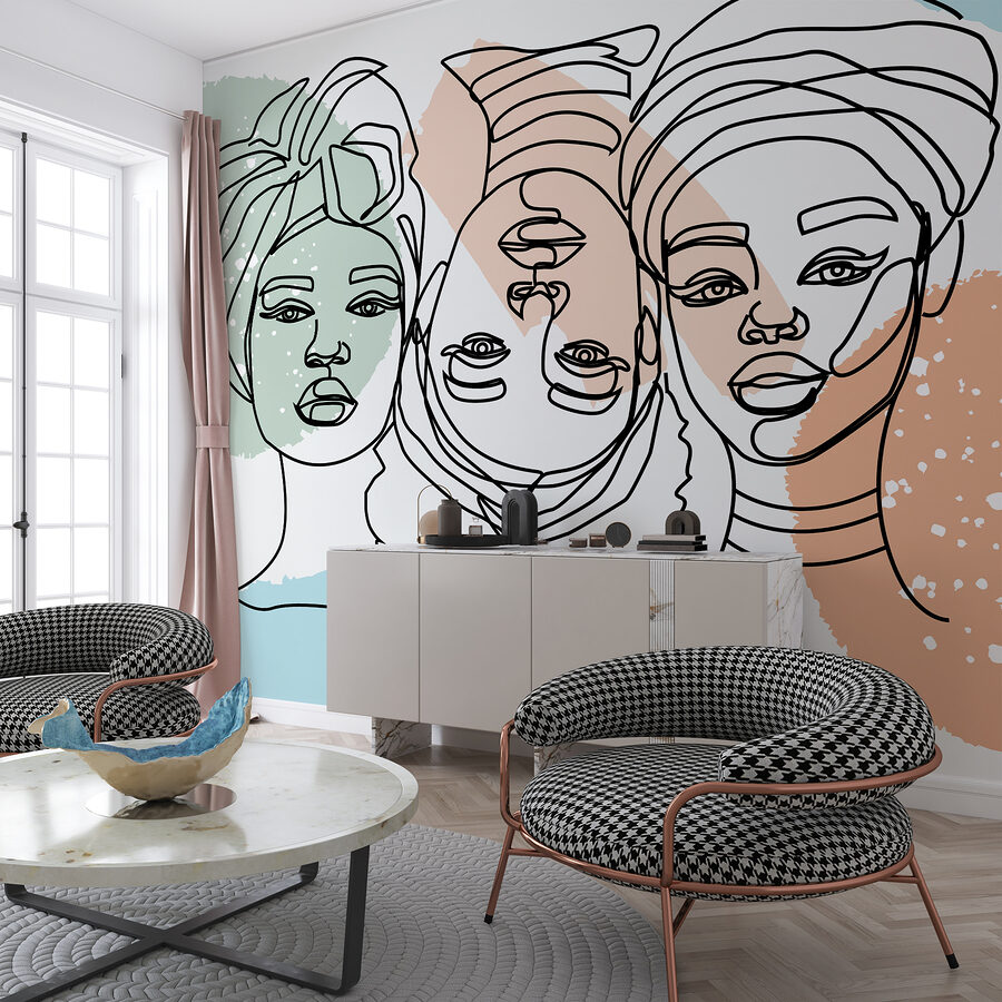 Groupe de visages de femmes