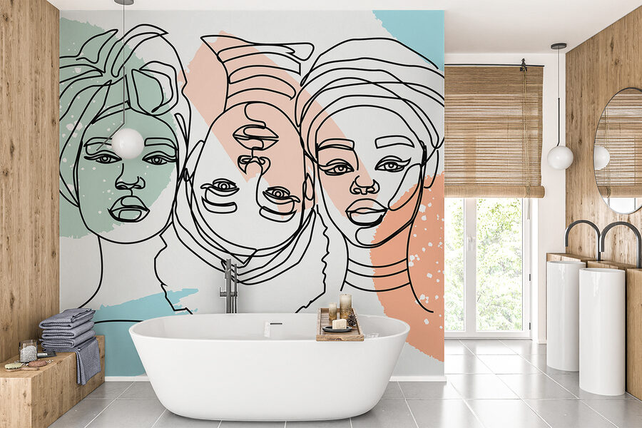 Groupe de visages de femmes