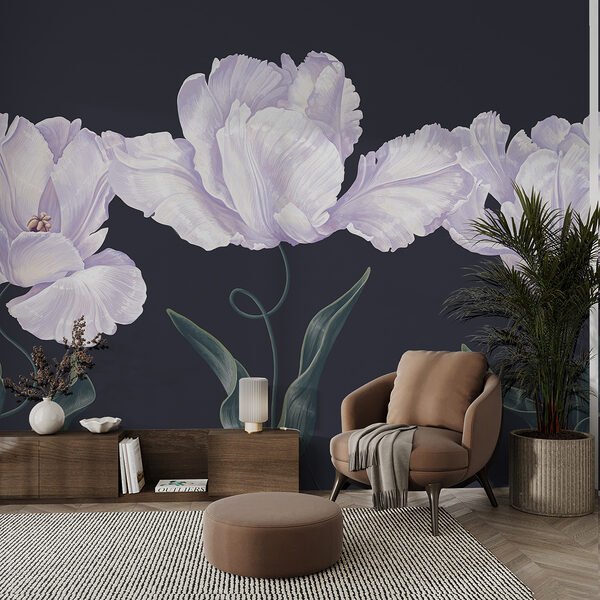 Rangée de fleurs blanches avec des feuilles vertes Rangée de fleurs blanches avec des feuilles vertes