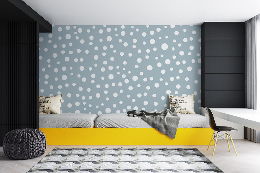 Motif à pois bleu et blanc