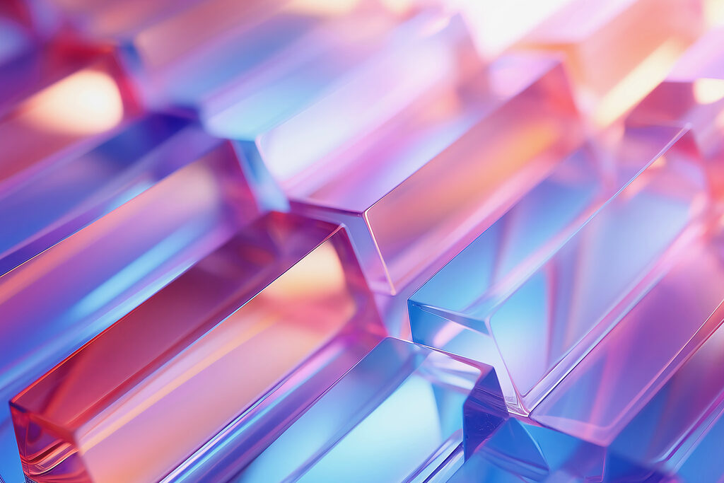 Gros plan sur un groupe de blocs de verre Gros plan sur un groupe de blocs de verre