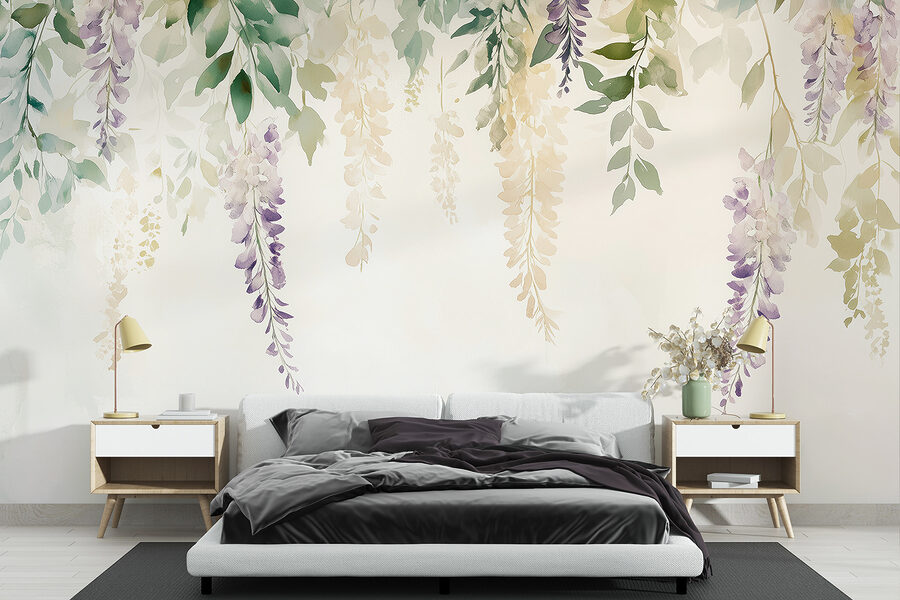 Peinture de fleurs et de feuilles