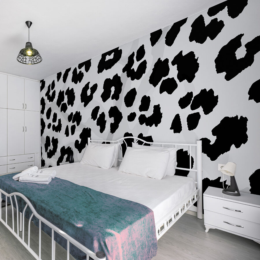 Gros plan d'une peau d'animal en noir et blanc