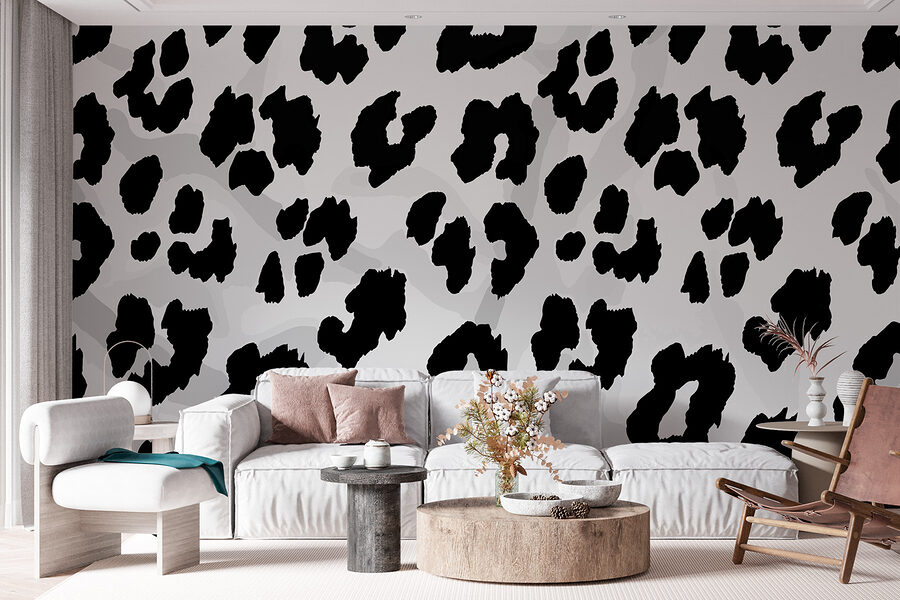Gros plan d'une peau d'animal en noir et blanc