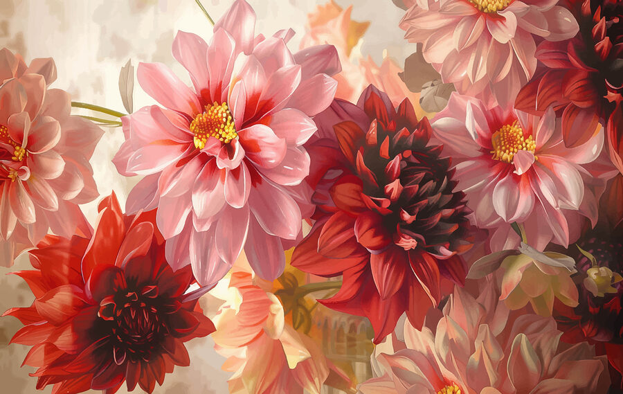 Groupe de fleurs sur fond flou