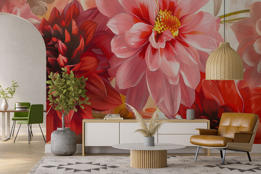 Groupe de fleurs sur fond flou