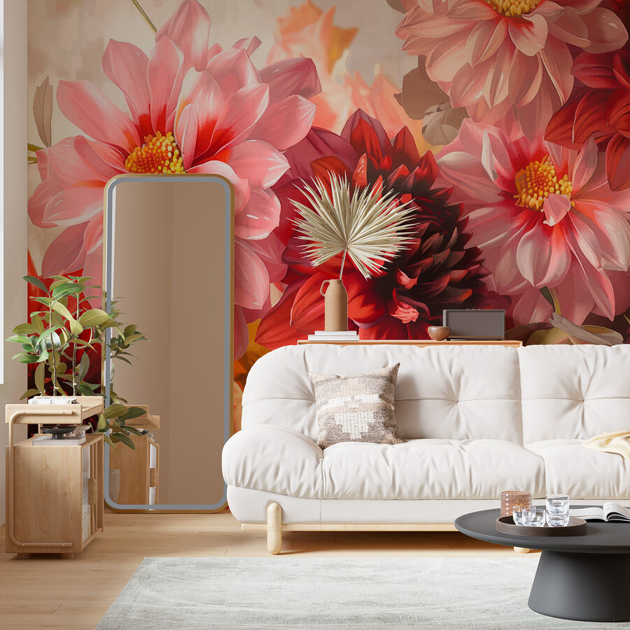 Groupe de fleurs sur fond flou