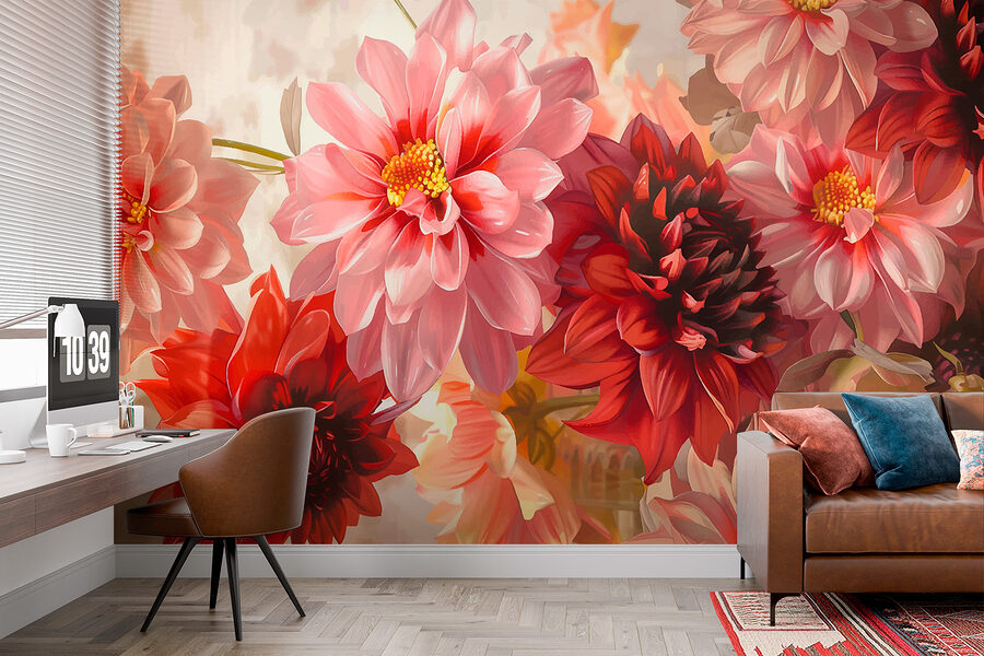 Groupe de fleurs sur fond flou