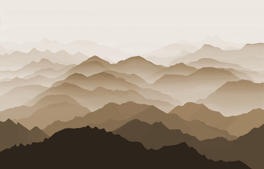 Paysage de montagnes avec brouillard