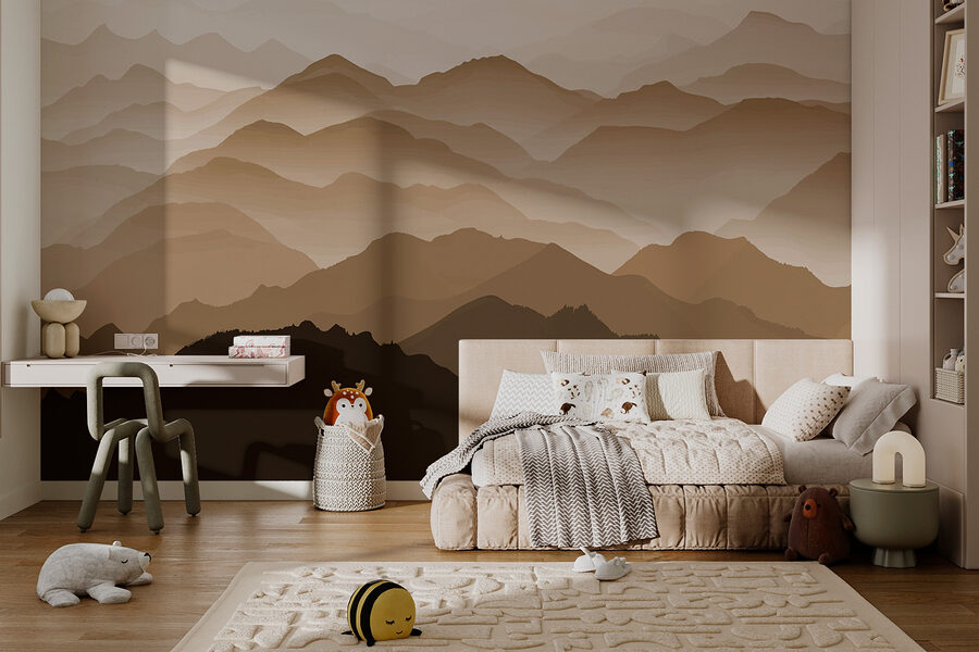 Paysage de montagnes avec brouillard