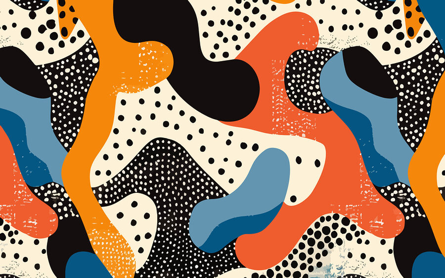 Motif coloré avec des points noirs