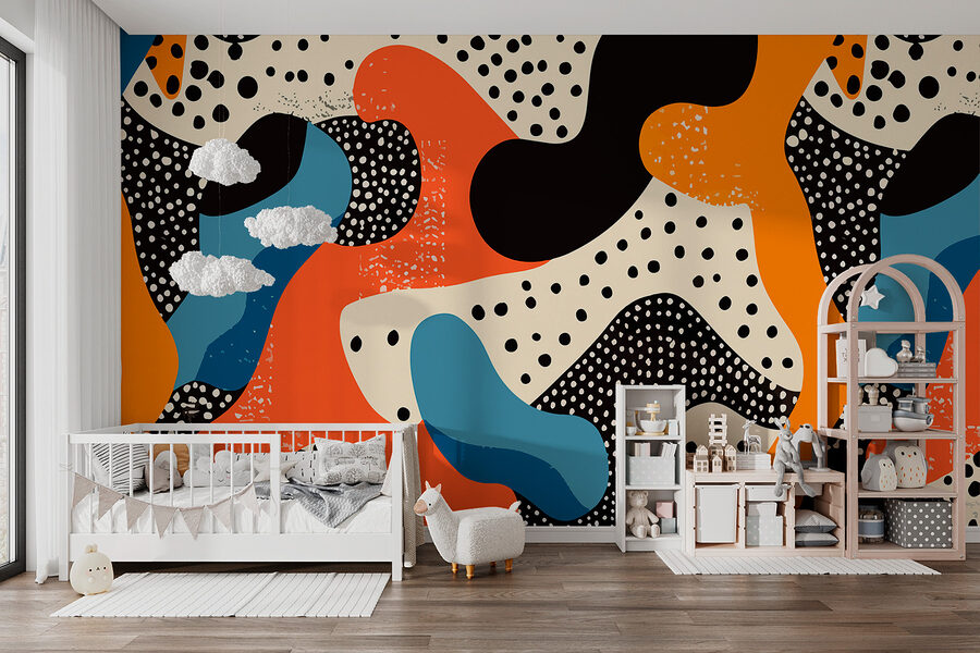 Motif coloré avec des points noirs