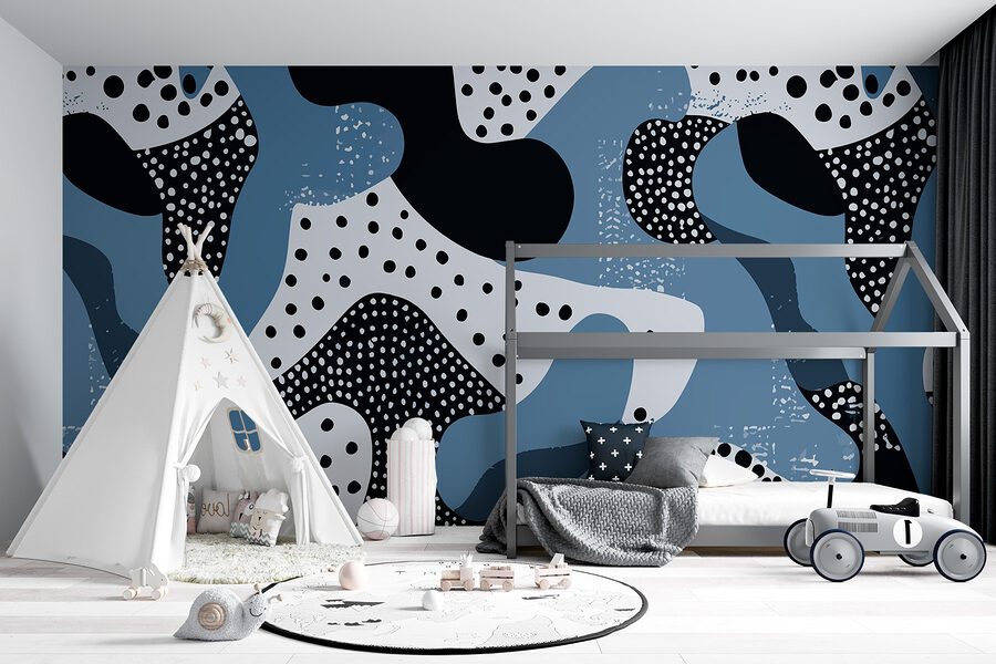 Motif bleu et noir avec des points Motif bleu et noir avec des points