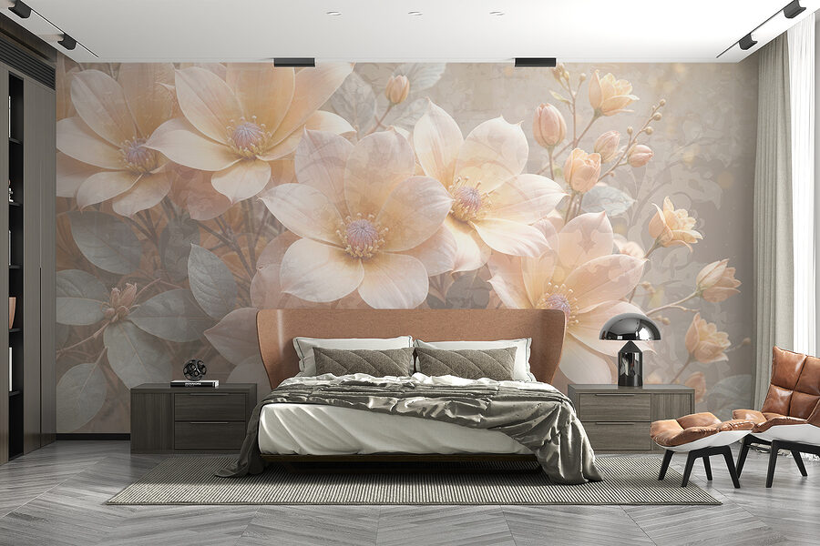 Groupe de fleurs avec feuilles