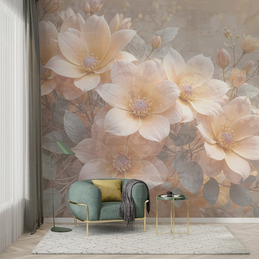 Groupe de fleurs avec feuilles