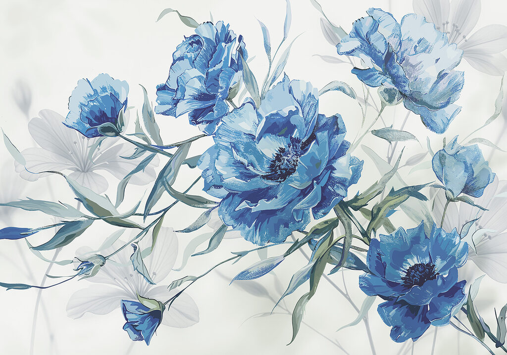 Fleurs bleues sur fond blanc Fleurs bleues sur fond blanc
