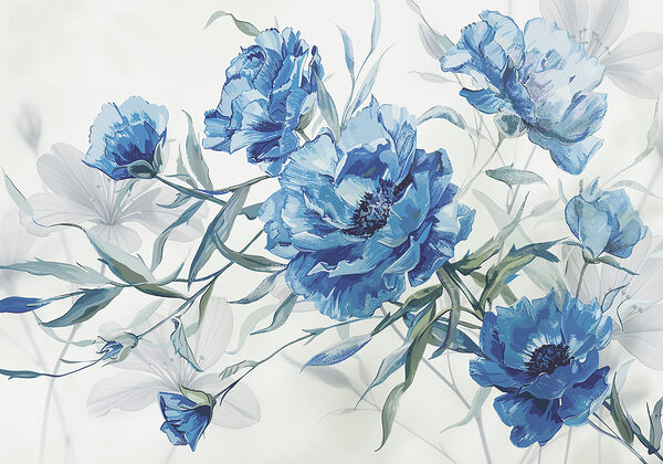 Fleurs bleues sur fond blanc Fleurs bleues sur fond blanc