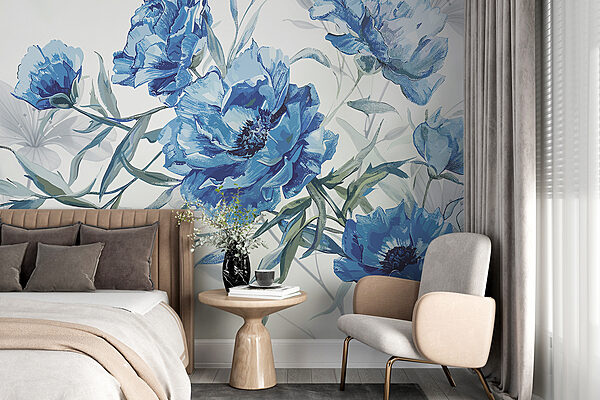 Fleurs bleues sur fond blanc Fleurs bleues sur fond blanc