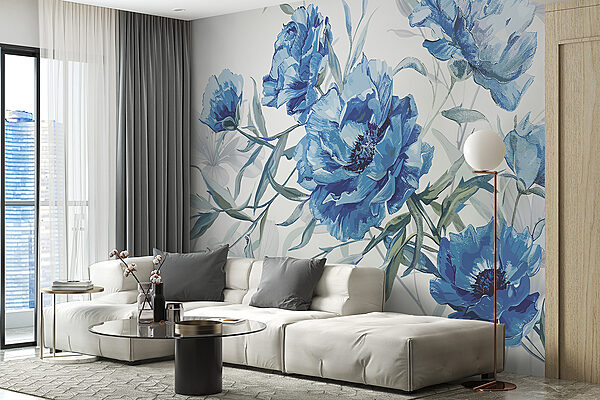 Fleurs bleues sur fond blanc Fleurs bleues sur fond blanc
