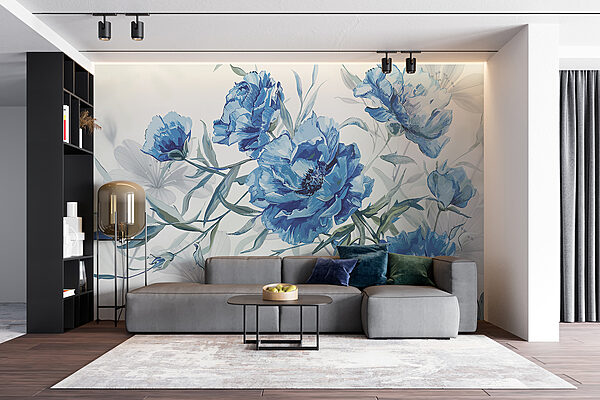 Fleurs bleues sur fond blanc Fleurs bleues sur fond blanc