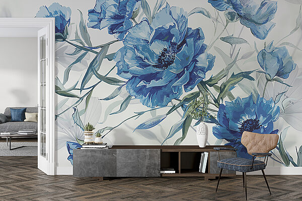 Fleurs bleues sur fond blanc Fleurs bleues sur fond blanc