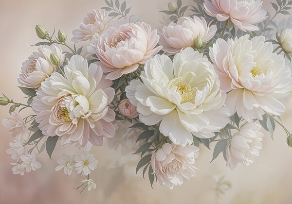 Groupe de fleurs blanches et roses Groupe de fleurs blanches et roses