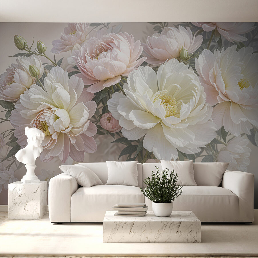 Groupe de fleurs blanches et roses