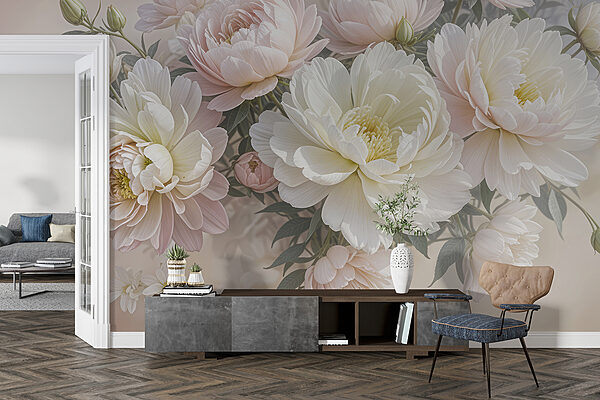 Groupe de fleurs blanches et roses Groupe de fleurs blanches et roses