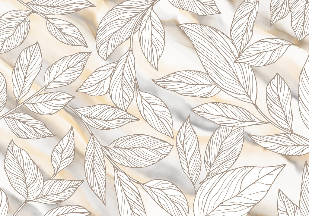 Motif de feuilles sur une surface marbrée Motif de feuilles sur une surface marbrée