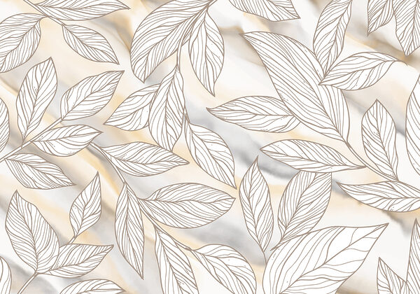 Motif de feuilles sur une surface marbrée Motif de feuilles sur une surface marbrée