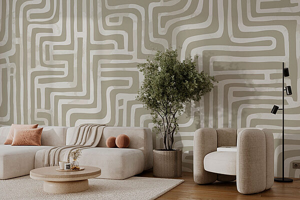 Motif de labyrinthe sur une surface blanche Motif de labyrinthe sur une surface blanche