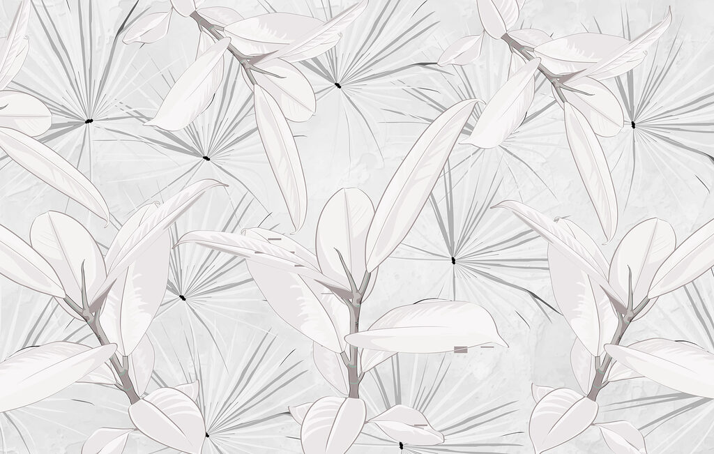 Feuilles blanches sur fond gris Feuilles blanches sur fond gris