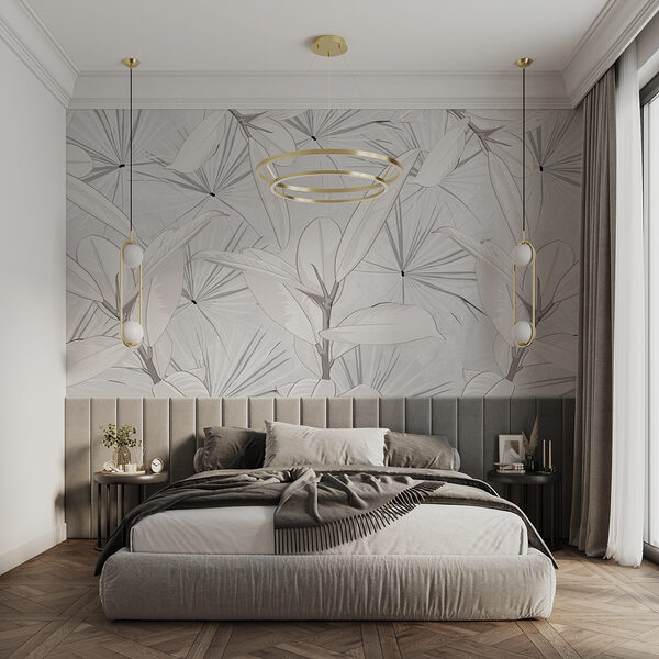 Feuilles blanches sur fond gris Feuilles blanches sur fond gris