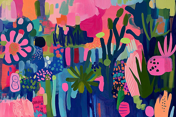 Peinture colorée de plantes et de fleurs Peinture colorée de plantes et de fleurs