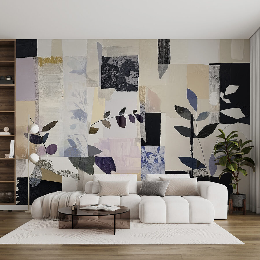 Peinture de feuilles et de carrés
