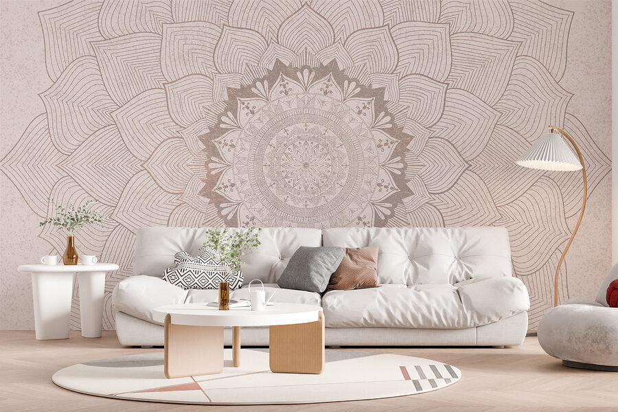 Motif circulaire sur une surface blanche