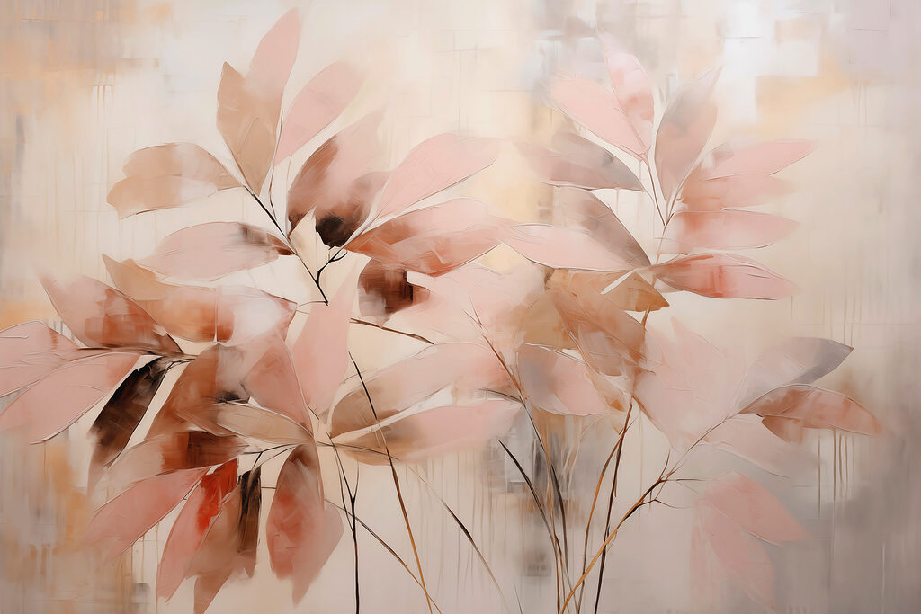 Peinture de feuilles sur une surface blanche Peinture de feuilles sur une surface blanche