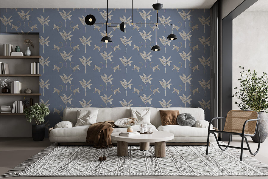 Motif de singes et de feuilles