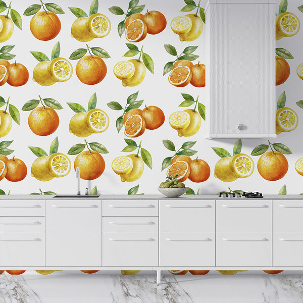 Papier peint Papier peint Motif d'oranges et de citrons (UGS : w01529)