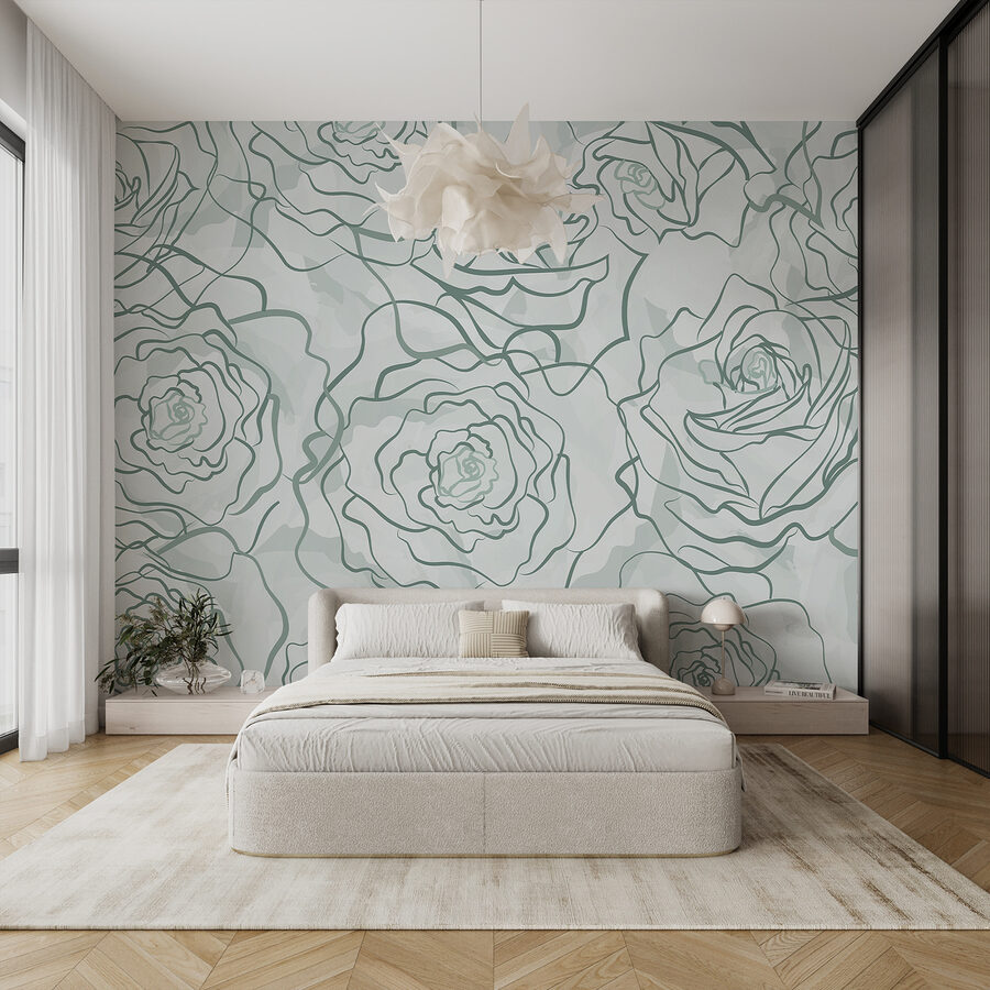 Motif de roses sur fond blanc