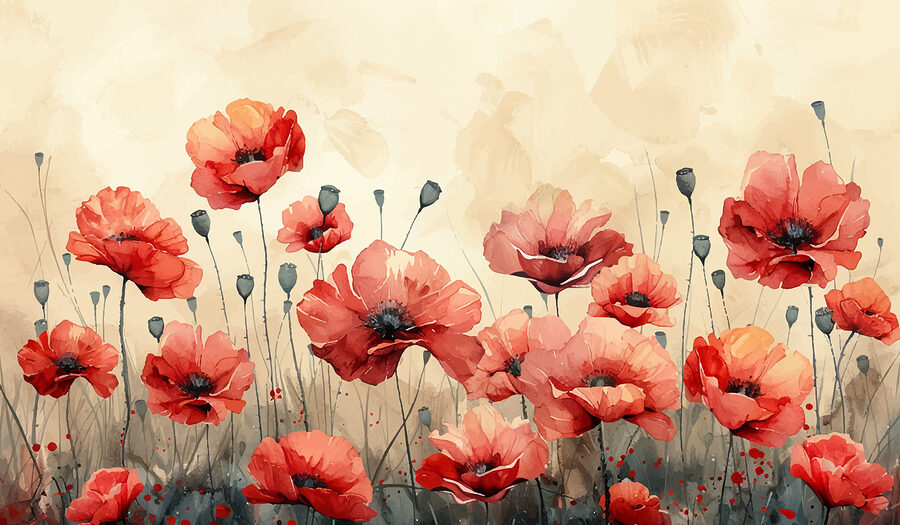 Peinture de fleurs rouges