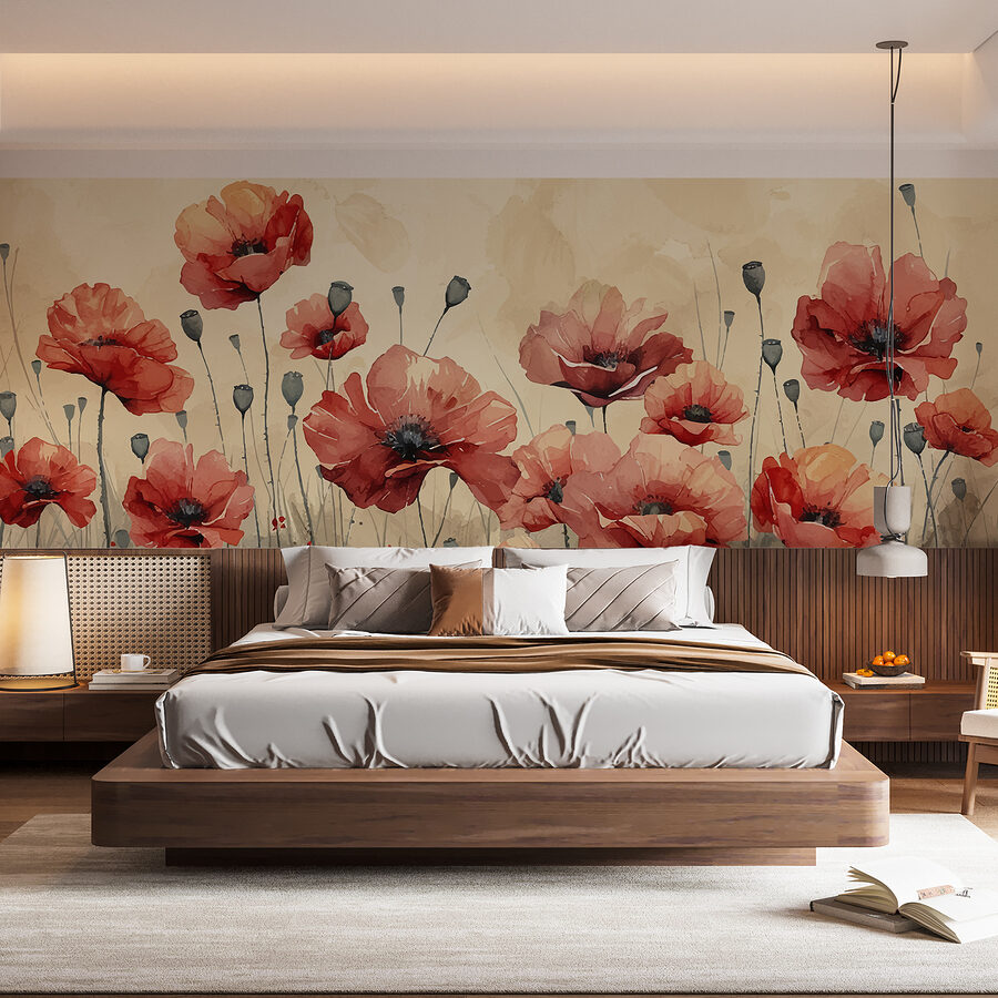 Peinture de fleurs rouges