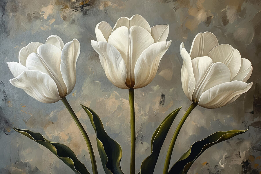 Peinture de tulipes blanches