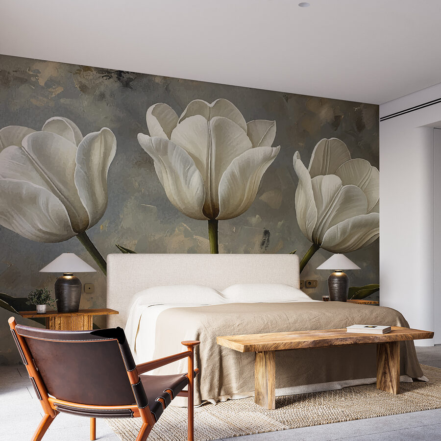 Peinture de tulipes blanches