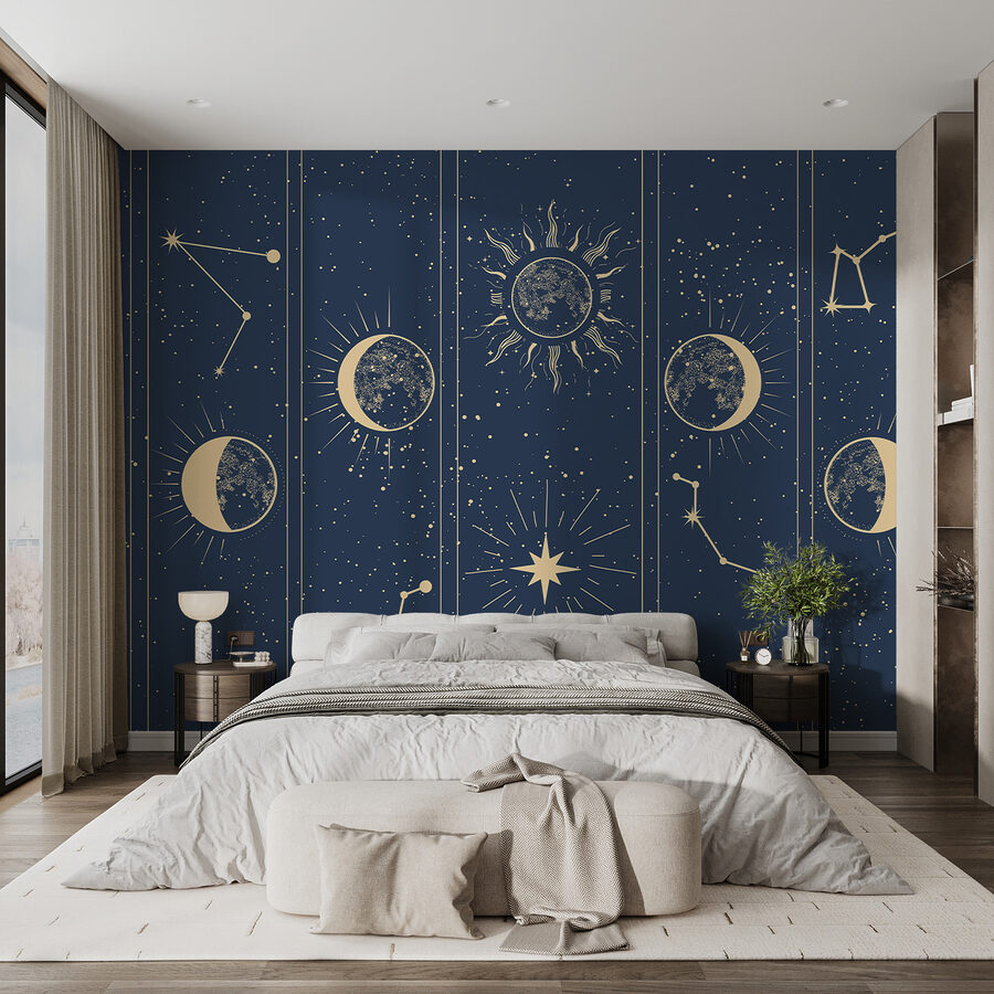 Groupe d'images du soleil et de la lune