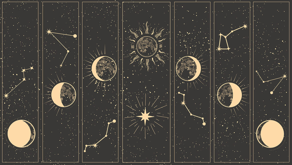 Groupe de bannières avec lune et étoiles Groupe de bannières avec lune et étoiles