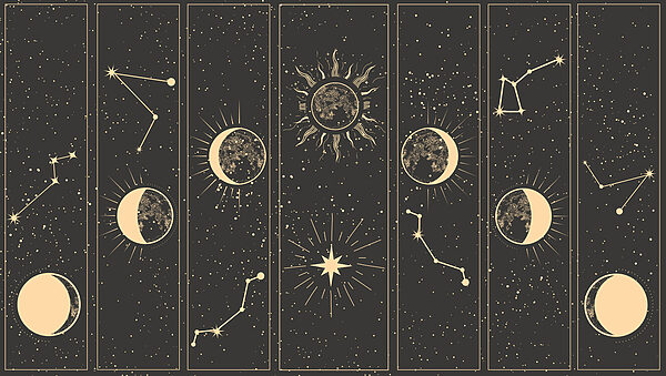 Groupe de bannières avec lune et étoiles Groupe de bannières avec lune et étoiles